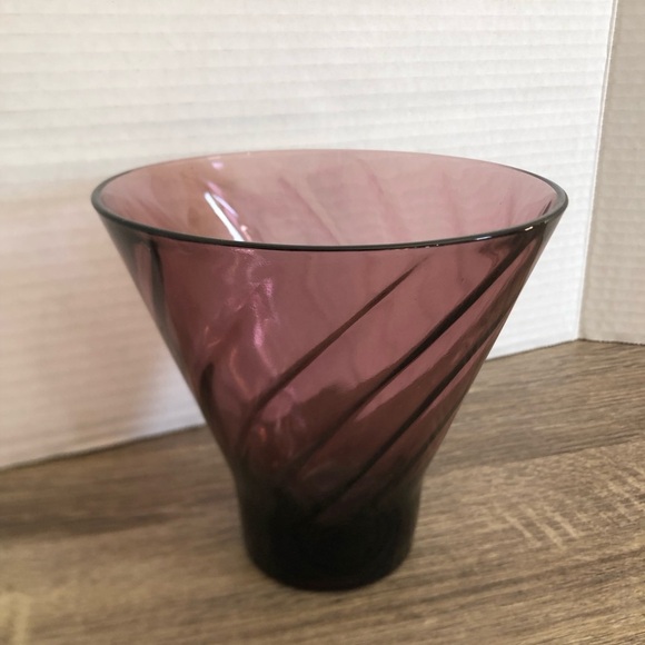 Vtg Hazel Atlas Amethyst Swirl Candy Bowl - Picture 9 of 9